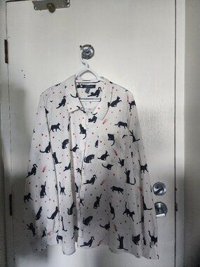 ModCloth More than Marvelous Button Down Shirt with Cat Print